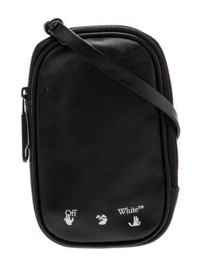 Pre-owned Off-white Leather Crossbody Bag In Black