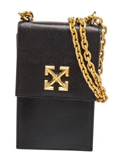 Pre-owned Off-white Leather Crossbody Bag In Black