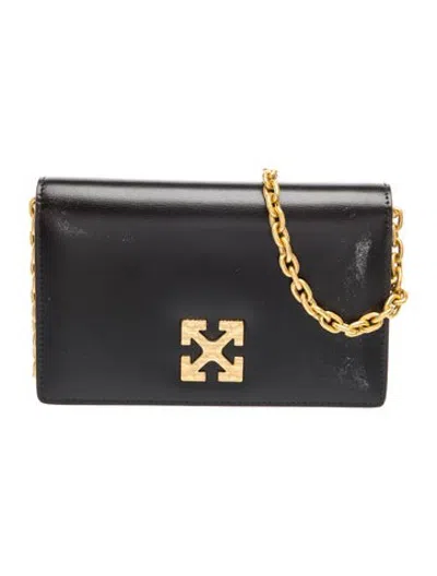 Pre-owned Off-white Leather Crossbody Bag In Black