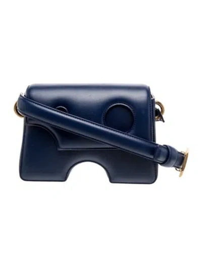 Pre-owned Off-white Leather Crossbody Bag In Blue