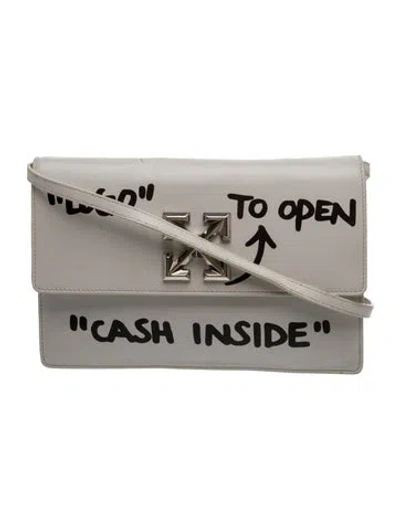 Pre-owned Off-white Leather Crossbody Bag In Gray