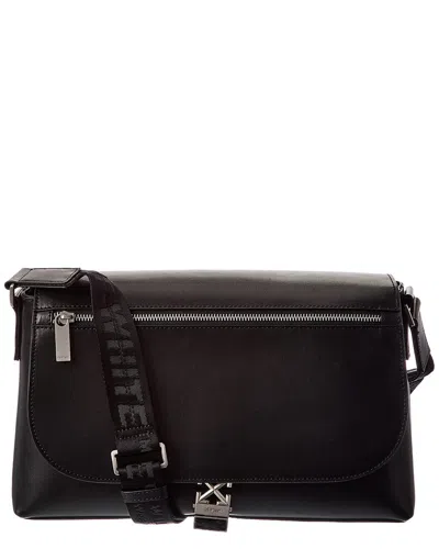 Off-white ™ Leather Crossbody Messenger Bag In Brown
