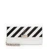 Off-white Leather Diag Binder Clip Wallet On Chain In Pattern