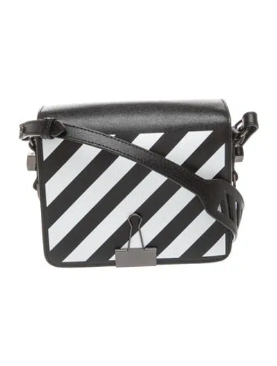 Pre-owned Off-white Leather Diagonal Flap Bag In Black