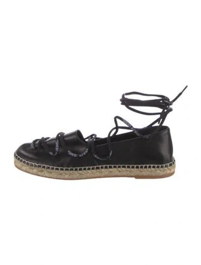 Pre-owned Off-white Leather Espadrilles In Black