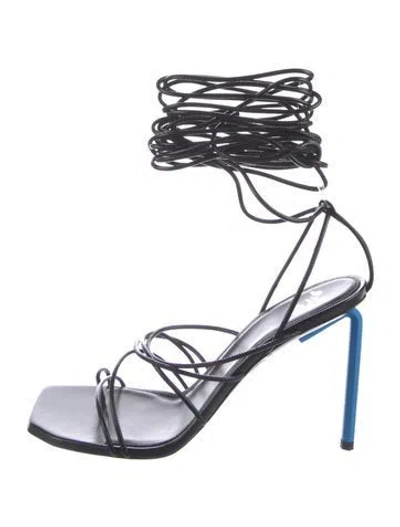Pre-owned Off-white Leather Gladiator Sandals In Black