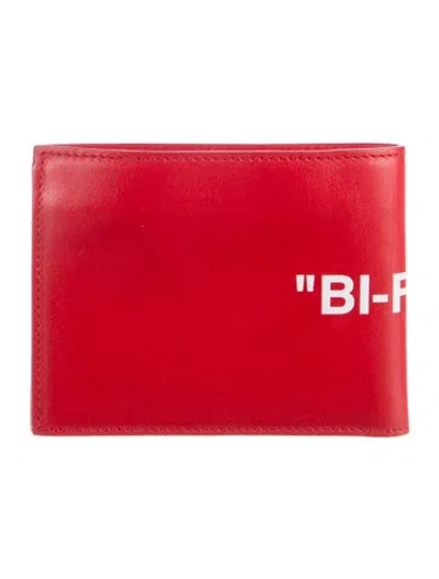 Pre-owned Off-white Leather Graphic Print Bifold Wallet In Red