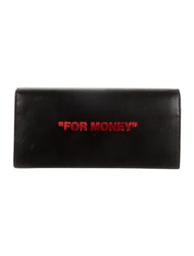 Pre-owned Off-white Leather Graphic Print Continental Wallet In Black