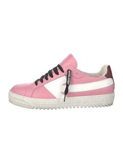 Pre-owned Off-white Leather Graphic Print Sneakers In Pink