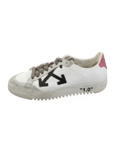 Pre-owned Off-white Leather Graphic Print Sneakers In White