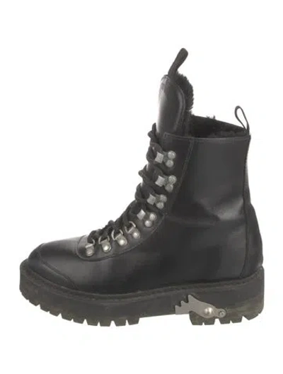 Pre-owned Off-white Leather Hiking Boots In Black