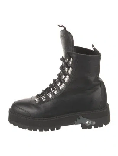 Pre-owned Off-white Leather Hiking Boots In Black