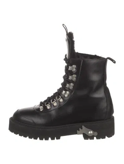 Pre-owned Off-white Leather Hiking Boots In Black