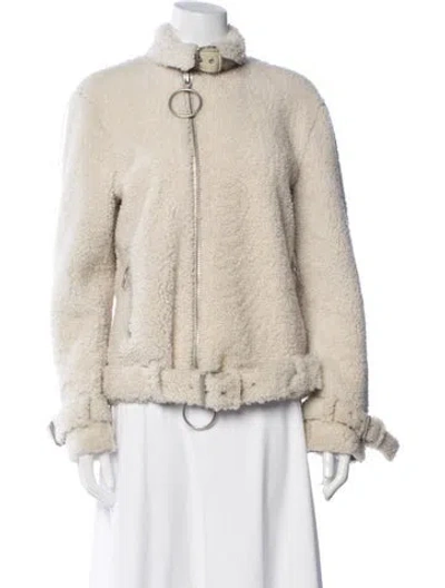 Pre-owned Off-white Leather Jacket In White