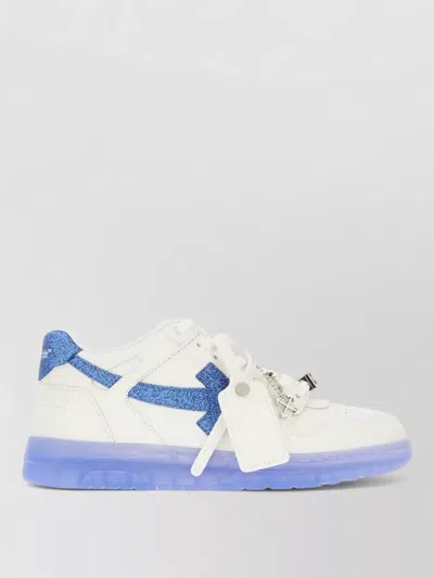 Off-white Leather Low Top Sneakers Glitter Accents In White