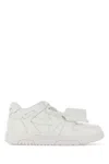 Off-white Monochromatic Leather Sneakers With Textured Sole In White