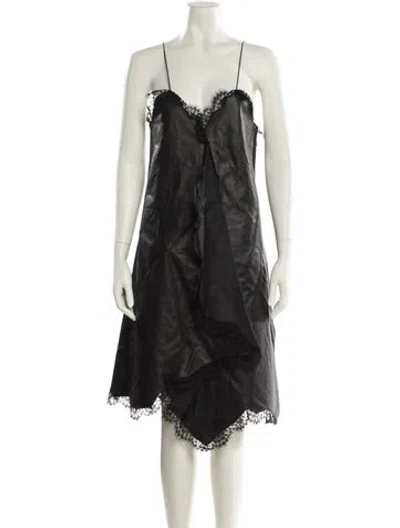 Pre-owned Off-white Leather Mini Dress W/ Tags In Black