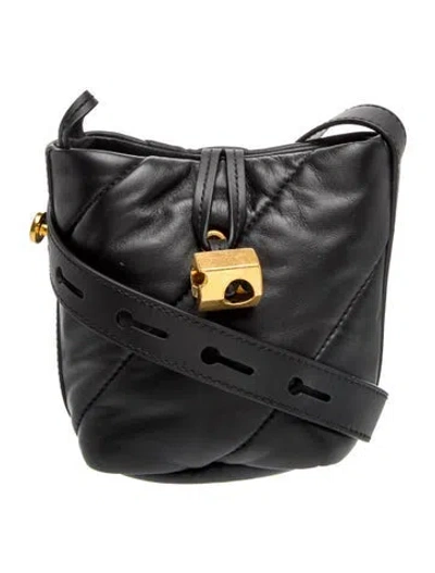 Pre-owned Off-white Leather Nailed Quilted Leather Bucket Bag In Black