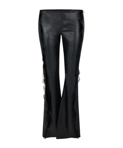 Off-white Leather Pants In Black