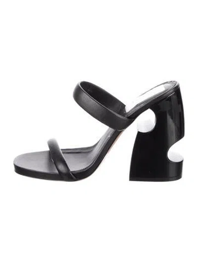 Pre-owned Off-white Leather Sandals In Black