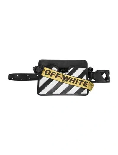 Pre-owned Off-white Leather Shoulder Bag In Black
