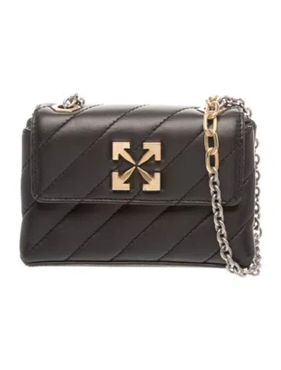 Pre-owned Off-white Leather Shoulder Bag In Black
