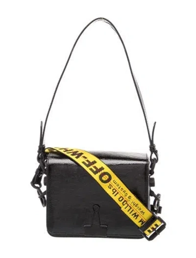 Pre-owned Off-white Leather Shoulder Bag In Black