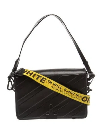 Pre-owned Off-white Leather Shoulder Bag In Black