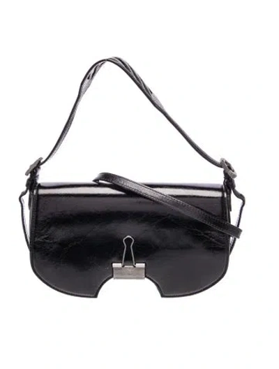Pre-owned Off-white Leather Shoulder Bag In Black