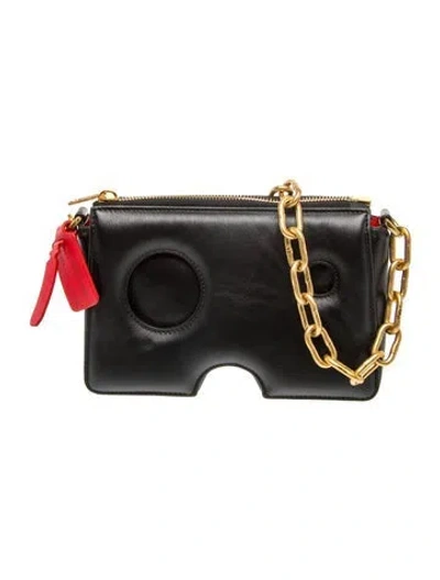 Pre-owned Off-white Leather Shoulder Bag In Black