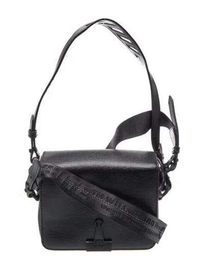 Pre-owned Off-white Leather Shoulder Bag In Black