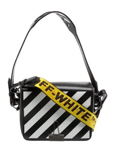 Pre-owned Off-white Leather Shoulder Bag In Black