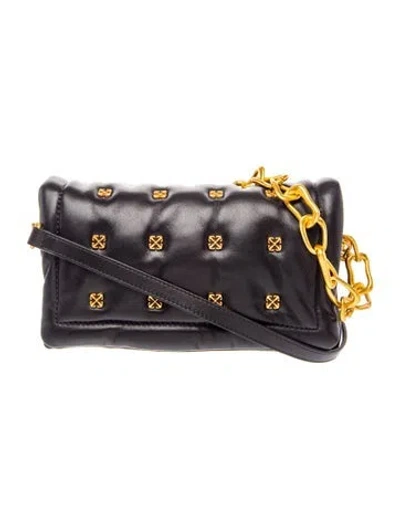 Pre-owned Off-white Leather Shoulder Bag In Black