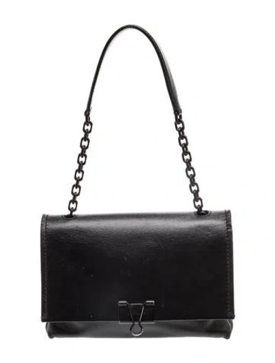 Pre-owned Off-white Leather Shoulder Bag In Black