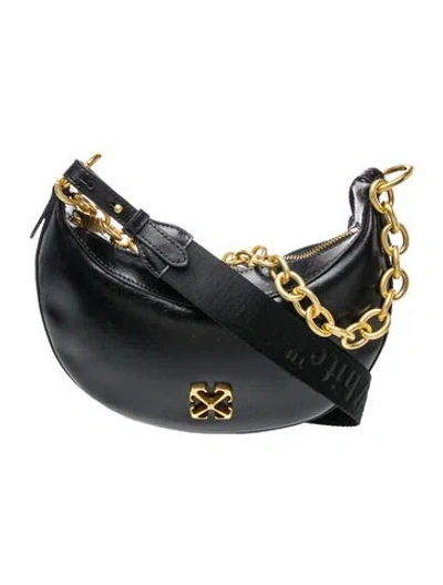 Pre-owned Off-white Leather Shoulder Bag In Black
