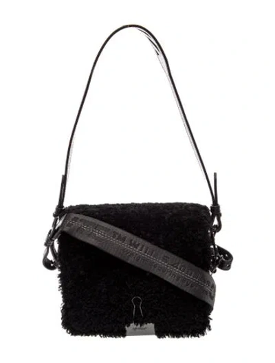 Pre-owned Off-white Leather Shoulder Bag In Black
