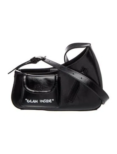 Pre-owned Off-white Leather Shoulder Bag In Black