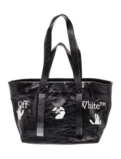 Pre-owned Off-white Leather Shoulder Bag In Black