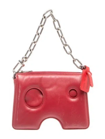 Pre-owned Off-white Leather Shoulder Bag In Red