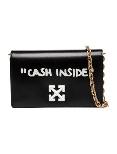 Pre-owned Off-white Leather Shoulder Bag Vintage In Black