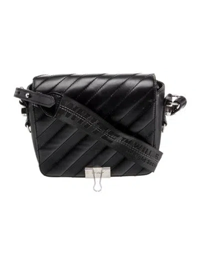 Pre-owned Off-white Leather Signature Diagonal Binder Clip Crossbody In Black