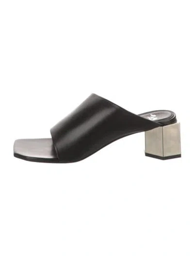 Pre-owned Off-white Leather Slides In Black