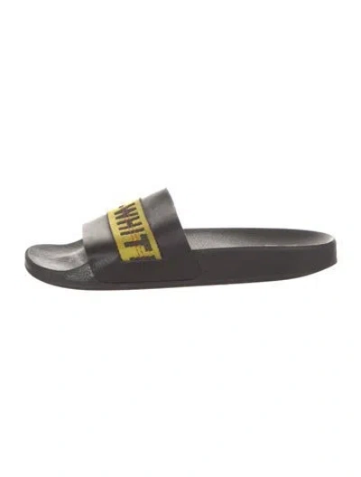 Pre-owned Off-white Leather Slides In Black