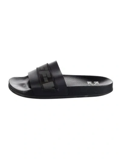 Pre-owned Off-white Leather Slides In Black