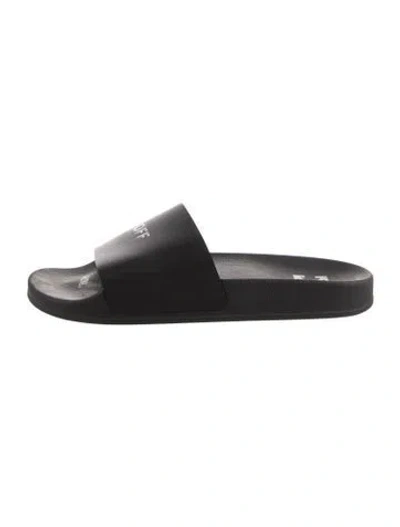 Pre-owned Off-white Leather Slides In Black