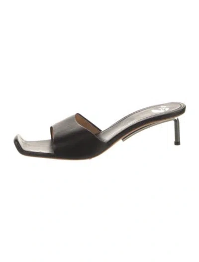 Pre-owned Off-white Leather Slides In Black