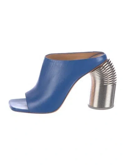 Pre-owned Off-white Leather Slides In Blue