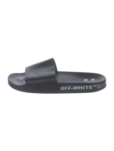 Pre-owned Off-white Leather Slides In Blue