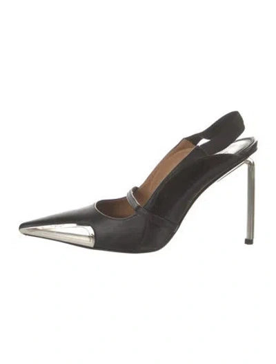 Pre-owned Off-white Leather Slingback Pumps In Black