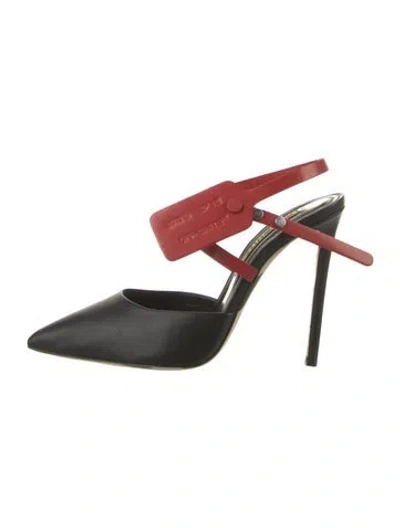 Pre-owned Off-white Leather Striped Pumps In Black
